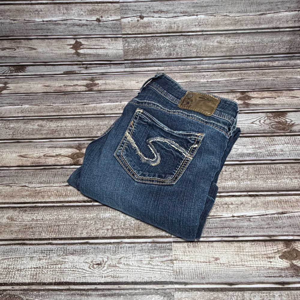 Silver Jeans Co Suki Mid Baby Boot Jeans Blue Denim 27x28 Actual